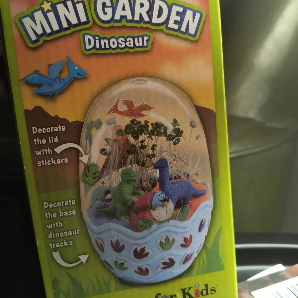 Mini chia seed garden dinosaur boys kids activity set gift toy learning blue red